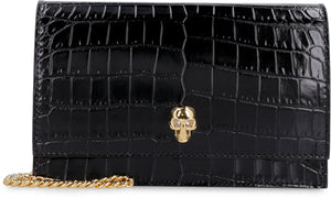 Skull croco-print leather clutch-1